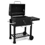 Charcoal Grill with Foldable Side Table and Wheels, Heavy-duty BBQ Grill for Outdoor Picnics Patio Garden and Backyard Grilling - Image 4