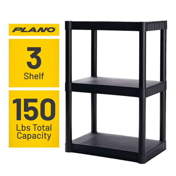 fc5a9750-7113-4b02-b746-43a16fee925a.png 3-Shelf Standard Duty Plastic Storage Shelves, 43” x 21” x 14”, 150lb Capacity - Image 1