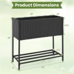 28" Elevated Raised Planter Box with Storage Shelf, Ergonomic Garden Bed for Patio Balcony Herb Vegetable - Black - Image 6