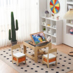 Children's Wooden Table And Chair Set With Two Storage Bags (One Table And Two Chairs) - Image 48