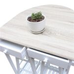Foldable With Wooden Handle Semicircle Dining Cart With Round Stools White - Image 4