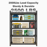 Garage Five Story Shelf, Capable Of Accommodating 2500 LBS, Adjustable Metal Shelf, Black, Requires Assembly, 71.2 "H x 47.24"L x 23.62 "D - Image 3