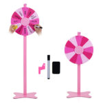 18 Inch Height Adjustable Prize Wheel with Smooth Spin, 2-in-1 Tabletop & Floor Standing Spinning Wheel for Game Carnival Party