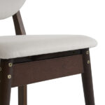 Rubber wood soft bag deep walnut dining table and chair set 1 table 4 chairs beige cushion rectangular - Image 13