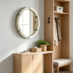 30.75" Natural Wood Round Mirror – Farmhouse Wall Decor, Suitable for Living Room and Bedroom Wall Decoration - Image 6