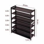 26.8*9.84*35.4in 6-Tier Flat Bamboo Shoe Rack, Coffee Color - Image 3