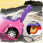 Pink 3 in 1 Kids Push & Sliding Car: with Removable Handle, Music, Horn, Canopy & Safety Guardrail for Toddlers - Image 6