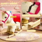 Toddler Unicorn Rocking Horse – with Realistic Sound, Safety Belt & Wooden Base, for 18-36M Parent-Child Interactive Playtime - Image 8
