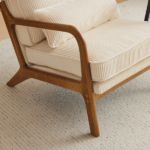 Low Arm Accent Chair - Off-White Corduroy Upholstered Indoor Lounge Chair, Compact Single Seater with Sturdy Frame (330LBS Weight Capacity) - Image 17