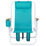 Folding Beach Chair, 4 Position Portable Backpack Foldable Camping Chair with Headrest Cup Holder and Wooden Armrests, Green - Image 9