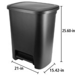 Trash Can, 20.1 Gallon Plastic Step Garbage Bin with Foot Pedal Lid, Black - Image 3