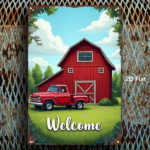 CIFbuy 1pc Red Vintage Truck Metal Sign, Distressed Barn Iron Art Wall Decor, 2D Flat Motivational Plaque For Home Office Gym Bedroom TikTok, TikTok, Self-pickup Logiopics - Image 3
