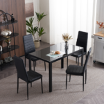 4pcs Elegant Assembled Stripping Texture High Backrest Dining Chairs Black Replace encoding 13028198-18410366 - Image 93