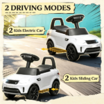 White 2-in-1 6V Battery-Powered Electric Ride-on Car with Sliding Mechanism Headlights Music Horn for Kids - Image 9