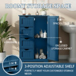 Navy blue, MDF with paint finish and melamine veneer, vertical stripes, 56*30*82.5cm, 4 drawers, 1 door, bathroom vanity - Image 10