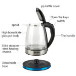 HD-1861-A 110V 1200W 1.8L Electric Glass Kettle US Plug - Image 2
