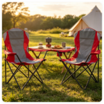 2 Pack Heavy Duty Folding Camping Chairs 330 LBS Capacity, 600D Oxford Padded Portable Outdoor Lawn Chairs with Cup Holder & Carry Bag -Red - Image 4