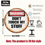 CIFbuy 1pc 8x8in Vintage Warning Do Not Touch My Items Sign, "" My Items Sign, Sign, Funny 2D Flat Round Plaque Decorative Wall TikTok, TikTok, temu emu Self-pickup LogiWaics - Image 4