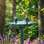 50*36*81cm Dark Green Resin Bird Bath With Shell Edge & 1.4W Solar Fountain - Image 10