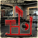 Red 265 LBS Preacher Curl Bench: Adjustable Seated Arm Isolated Barbell Dumbbell Bicep Station for Strength Training - Image 7