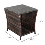 Replace 6088352 Glass Surface Brown Gradient Iron Frame Rattan Side Table - Image 19