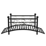 102*51*43cm Garden With Round Iron Ball Flat Top Handrail Garden Iron Bridge Black - Image 2