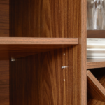 58" Modern Wavy Curve Sideboard-Multifunctional storage cabinet with wine rack and glassware holder, adjustable shelves for wine storage and coffee bar, suitable for kitchens and dining rooms.Walnut - Image 8
