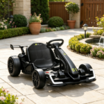 Black 24V Kids Go Kart – 7.5 MPH with Slow Start, Adjustable Seat for Lawn Play - Image 4