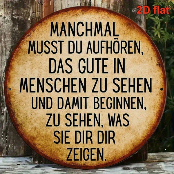 fda87a50-fcde-47c7-a133-c497d6bc9710.png CIFbuy 1pc 8x8 Inch Round French Aluminum Sign, Vintage Philosophy Of Life Think Positive Plaque, German Quote Wall Decor For Living Ro TikTok, TikTok, Self-pickup Logiopics - Image 1