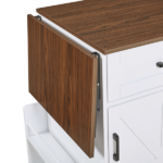 39.3" Farmhouse Kitchen Island with Drop Leaf, Kitchen Storage Island with Open Side Rack, One Drawer, Towel Rack, Rolling Kitchen Cart with Lockable Wheels for Lawn Garden, White - Image 23