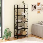 5 Tier Bookshelf, Classically Home Office Bookcase Shelf Storage Organizer, Book Rack,Black(Shipment from Walmart) - Image 6