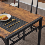 Dining Table Set for 4, Kitchen Table with 2 Chairs and a Bench, 4 Piece Kitchen Table Set for Small Space, Home Kitchen Bar Pub Apartment, Rustic Brown - Image 13