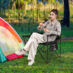 Oversized Foldable Camping Chair with Side Table & Cup Holder, 330 LBS Capacity for Outdoor Use-Black - Image 9