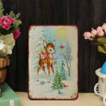 CIFbuy 1PC Rustic Iron Metal Wall Sign Winter Reindeer Snowy Woods Pattern No Text Christmas Holiday Home Outdoor Wall Art Decor Orname TikTok, TikTok, name Self-pickup Logiopics - Image 3