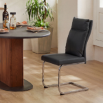 Dining chair set (2 pieces) modern leather imitation soft cushion dining chair, with soft cushion backrest and electroplated legs, suitable for kitchen/living room/dining room,Black - Image 11