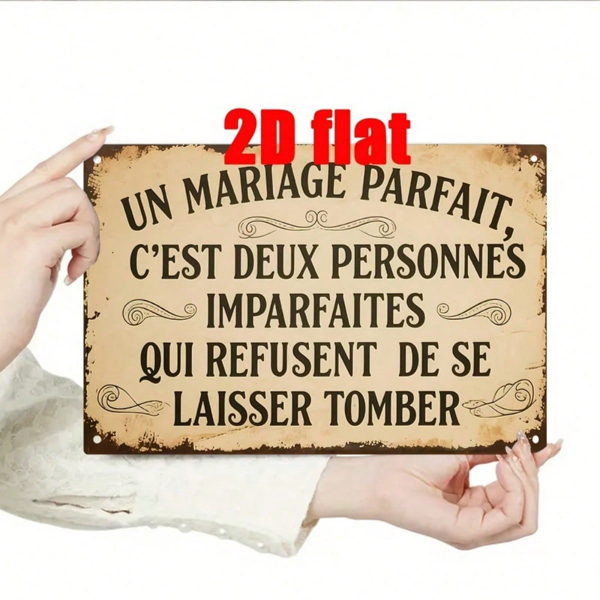 CIFbuy French Perfect Marriage Quote 2D Flat Metal Wall Art, Rustic Iron Decor Sign 7.8x11.8 Inch, Waterproof Vintage Home Decor TikTok, TikTok, r Self-pickup Logiopics