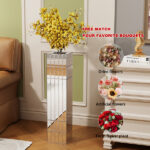 Tall Floor Vase 29.92" (76cm) Mirrored Floor Vase for Home Decor Large Cube Vase in Silver for Dried Flowers Modern Glass Vase for Living Room - Image 3