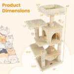 44" Multi-Level Cat Tree with Spacious Top Perch, 2-Door Condo & Hammock for Indoor Cats -Beige - Image 8