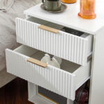 White P2 Density Board Wavy Pattern Drawer Front Two-Drawer Bedside Cabinet - Image 8