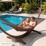 2-Person Polyester Caribbean Hammock with Hardwood Spreader Bars, 600lbs Weight Capacity Double Hammock for Patio Garden-Brown - Image 11