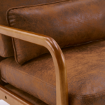 Same Code 28822889 High Back Solid Wood Armrest Backrest Iron Frame Bronzing Cloth Indoor Leisure Chair Orange - Image 29