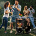 Vertical Steel Charcoal Smoker, Heavy Duty Three Layer Round BBQ Grill Smokey Mountain Cooker for Outdoor Cooking, Black SAME AS 60608693 - Image 7