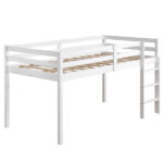 Elevated Cross Bracing Straight Ladder Twin Pine Wooden Bed White - Image 2