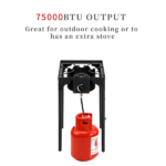 Replace 41519182 Outdoor Camp Stove High Pressure Propane Gas Cooker Portable Cast Iron Patio Cooking Burner (Single Burner 75000-BTU) - Image 3