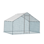 2*2*2m/6.5x6.5x6.5ft Silver Chicken Coop with Pointed Roof, 180g PE Rain Cloth, Metal Chicken and Rabbit Cage - Image 2