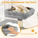 44" Multi-Level Cat Tree with Spacious Top Perch, 2-Door Condo & Hammock for Indoor Cats -Light Gray - Image 9