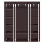 69" Portable Clothes Closet Wardrobe Storage Organizer with Non-Woven Fabric Quick and Easy to Assemble Extra Strong and Durable Dark Brown - Image 8