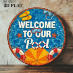 CIFbuy 1pc 8x8in Welcome To Our Pool Sign, "Retro 2D" Flat Round Plaque, Pool Party Backyard Poolside Beach Hut Decor, Plaque, Pool Party Backyard Poolside Beach Hut Decor, TikTok, TikTok, Self-pickup Logicoics - Image 9