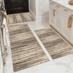 Three-piece kitchen rug set, non-slip and washable, abstract pattern kitchen hallway rug, soft and comfortable, suitable for sinks, floors, entrances, hallways and bathrooms.