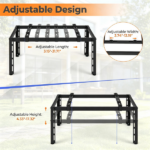 Adjustable Mini Split Ground Stand, 400 lbs Heavy Duty AC Condenser Stand for 9000–36000 BTU Ductless Heat Pump, Anti-Vibration Outdoor Support Bracket - Black - Image 8